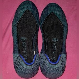 Rothy's teal plaid flats size 8.5,  tried on once, NWOB. PRICE DROP!